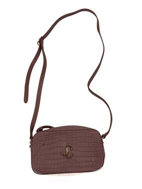 Jimmy Choo Varenne Croc Embossed Leather Crossbody Bag Blush Pink Women's OS